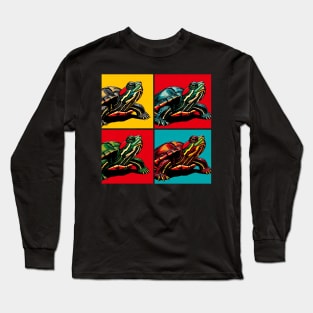 Pop Art Red-Eared Slider Turtle - Cool Aquatic Animal Long Sleeve T-Shirt